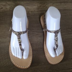 Il Sandalo Caprese Snake Print Leather Slingback Sandals Sz 8/39 Minimal Luxury